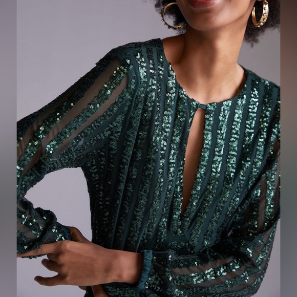 Anthropologie Sequined Open-Back Mini Dress - Picture 3 of 12